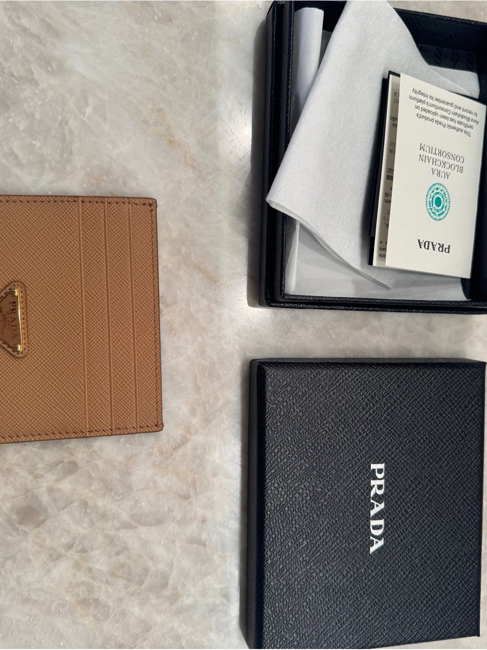 Prada Brown Saffiano Leather Card Holder